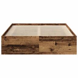 Berkfield Home Durable Bed Frame without Mattress Old Wood 140x190cm Engineered Wood in Brown - Size: 140x190 cm - thumbnail 5