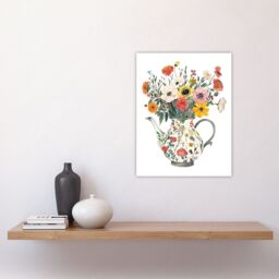 "Artery8 Flower Bouquet in Rustic Floral Teapot Vase Wall Art Print - Size: W24"" x H32""" - thumbnail 4
