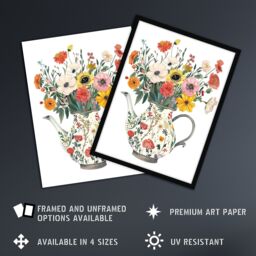 "Artery8 Flower Bouquet in Rustic Floral Teapot Vase Wall Art Print - Size: W24"" x H32""" - thumbnail 2