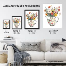 "Artery8 Flower Bouquet in Rustic Floral Teapot Vase Wall Art Print - Size: W24"" x H32""" - thumbnail 3
