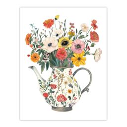 "Artery8 Flower Bouquet in Rustic Floral Teapot Vase Wall Art Print - Size: W24"" x H32""" - thumbnail 1
