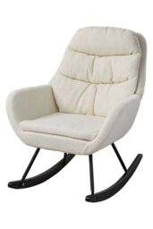 Living and Home Teddy Fleece Upholstered Rocking Chair in Beige - thumbnail 3