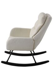 Living and Home Teddy Fleece Upholstered Rocking Chair in Beige - thumbnail 5