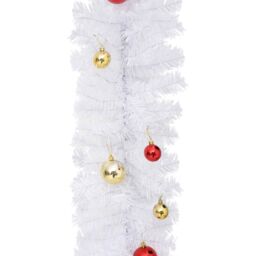 Berkfield Home Christmas Garland Decorated with Baubles White 5 m - thumbnail 5
