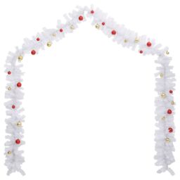 Berkfield Home Christmas Garland Decorated with Baubles White 5 m - thumbnail 3