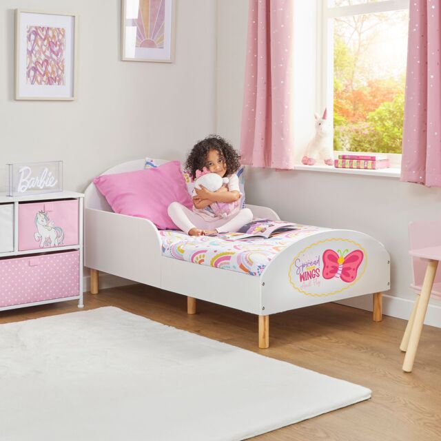 Liberty House Toys Kids White Toddler Bed - Spread Your Wings - Size: Cot Bed - image 1