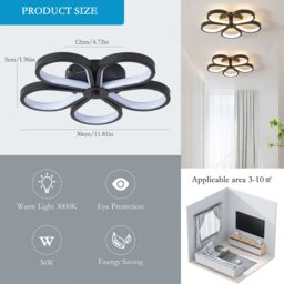 Garwarm Acrylic LED Flush Mount Ceiling Light in Black - thumbnail 9