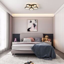 Garwarm Acrylic LED Flush Mount Ceiling Light in Black - thumbnail 4
