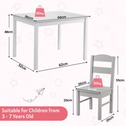 Gymax Table & 4 Chairs Set Activity Table Dining Table With Chairs in Grey - thumbnail 2