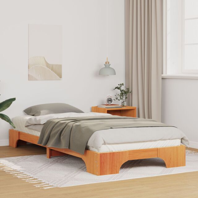 Berkfield Home Floor Bed Frame with Storage Brown 80 x 220 cm Wood - image 1