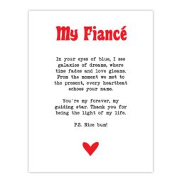 "Artery8 Love Poem Blue Eyes Fiancé Romantic Poetry Fun Wall Art Print in White - Size: W24"" x H32""" - thumbnail 1