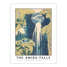 "Artery8 Katsushika Hokusai The Amida Falls Japanese Wall Art Print in Blue - Size: W18"" x H24""" - thumbnail 1