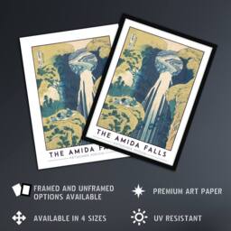 "Artery8 Katsushika Hokusai The Amida Falls Japanese Wall Art Print in Blue - Size: W18"" x H24""" - thumbnail 2
