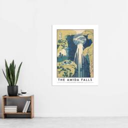 "Artery8 Katsushika Hokusai The Amida Falls Japanese Wall Art Print in Blue - Size: W18"" x H24""" - thumbnail 4