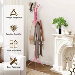 Kelvenix Pink 12 Hooks Clothes Hanger Coat Stand - thumbnail 5