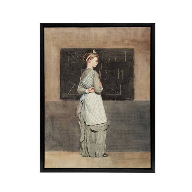 "Artery8 Teacher with Blackboard Winslow Homer Framed Canvas Wall Art Print in Brown - Size: W12"" x H16""" - image 1