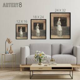 "Artery8 Teacher with Blackboard Winslow Homer Framed Canvas Wall Art Print in Brown - Size: W12"" x H16""" - thumbnail 4