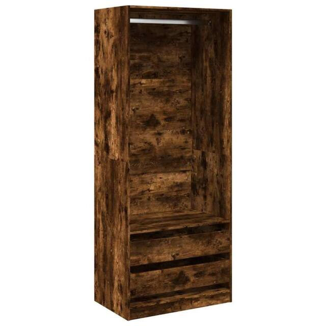 Berkfield Home Wardrobe Smoked Oak 80x50x200 cm Engineered Wood in Brown - Size: 80 x 50 x 200 cm - image 1