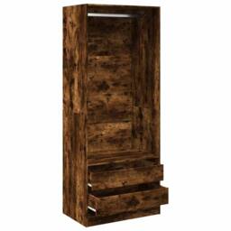 Berkfield Home Wardrobe Smoked Oak 80x50x200 cm Engineered Wood in Brown - Size: 80 x 50 x 200 cm - thumbnail 5