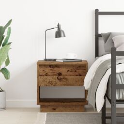 Berkfield Home Bedside Cabinet Old Wood 45x34x44 cm Engineered Wood in Brown - Size: 45 x 34 x 44 cm - thumbnail 4