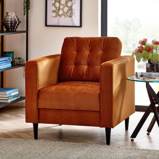 FurnitureboxUK Jade Velvet Chesterfield Armchair in Burnt Orange - image 1