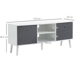 HOMCOM Modern TV Cabinet Stand w/ Shelves & Drawers, Bedroom in White - thumbnail 3