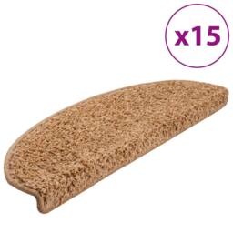 Berkfield Home Carpet Stair Treads 15 pcs Beige 65x21x4 cm - Size: Medium - thumbnail 2