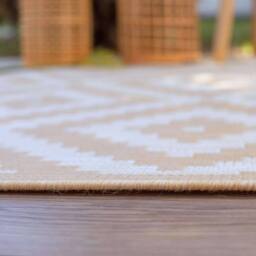 THE RUGS Outdoor Indoor Geometric Diamond Rug Beige Ivory Weather Resistant - Size: 240 cm x 340 cm - thumbnail 5