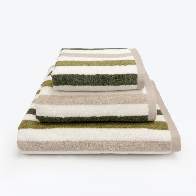 Allure Bath Fashions Cali Striped Towels - 100% Cotton in Green - image 1