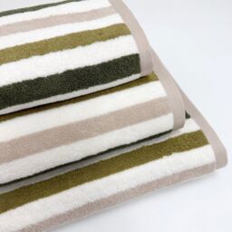 Allure Bath Fashions Cali Striped Towels - 100% Cotton in Green - thumbnail 2