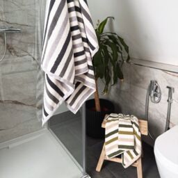 Allure Bath Fashions Cali Striped Towels - 100% Cotton in Green - thumbnail 4