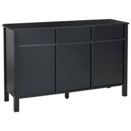 Wyld and Coco 3-Door Sideboard - Black MDF with Pine Legs and Gold Knobs - thumbnail 6
