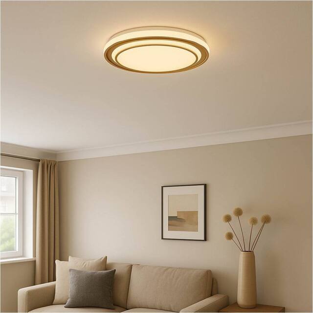 Loops Elegant 40cm Gold-Coloured LED Ceiling Light for Modern Indoor Spaces in Gold - image 1