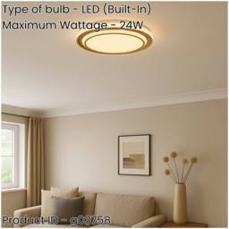 Loops Elegant 40cm Gold-Coloured LED Ceiling Light for Modern Indoor Spaces in Gold - thumbnail 2
