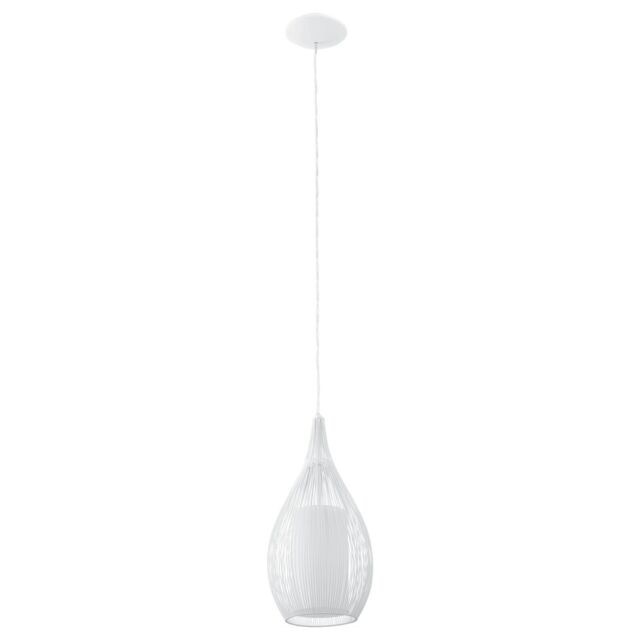 Loops Pendant Light Colour White Shade White Satin Glass Steel Bulb E27 1x60W - image 1