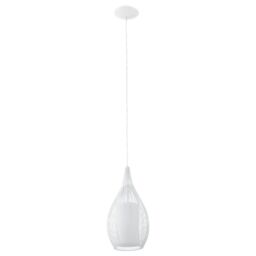 Loops Pendant Light Colour White Shade White Satin Glass Steel Bulb E27 1x60W - thumbnail 1