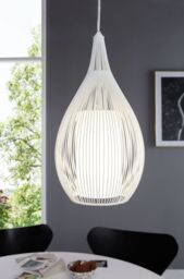 Loops Pendant Light Colour White Shade White Satin Glass Steel Bulb E27 1x60W - thumbnail 3