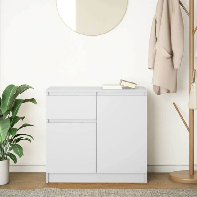 Berkfield Home Sideboard with Drawer White 71x35x65 cm Engineered Wood - Size: 71 x 35 x 65 cm - image 1