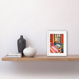 "Artery8 Wall Art Print The Artist's Bedroom Henri Matisse Style Vibrant Patterns Colourful Oil Painting Artwork Framed 9X7 Inch - Size: W7"" x H9""" - thumbnail 2