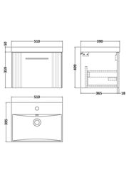 Balterley Wall Hung 1 Drawer Vanity Unit - Thin-Edge Basin 500mm, Satin Dark Grey - thumbnail 8