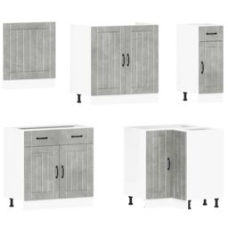 Berkfield Home 11 Piece Kitchen Cabinet Set Lucca Concrete Grey Engineered Wood - thumbnail 4