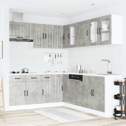 Berkfield Home 11 Piece Kitchen Cabinet Set Lucca Concrete Grey Engineered Wood - thumbnail 3