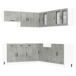 Berkfield Home 11 Piece Kitchen Cabinet Set Lucca Concrete Grey Engineered Wood - thumbnail 2