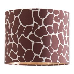 ValueLights Oasis Giraffe Print Fabric with Metallic Gold Inner Drum Lamp Shade & LED Bulb - thumbnail 2
