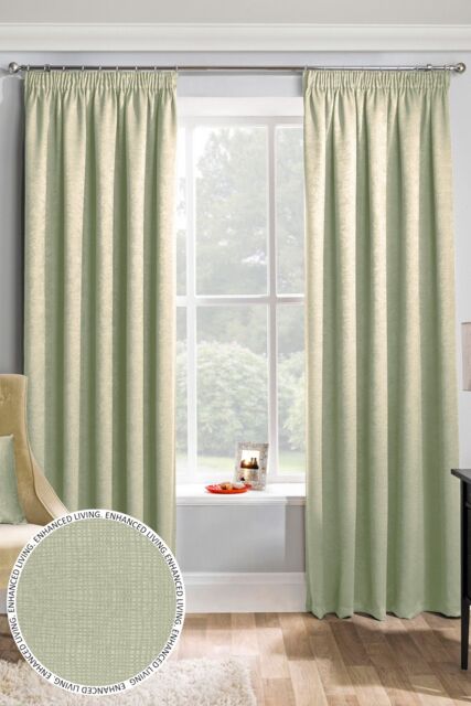 Enhanced Living 'Matrix' Green - Tape Top Thermal Noise Reducing Dim Out Curtains - Pair in Light Green - Size: 229 cm width x 137 cm drop - image 1