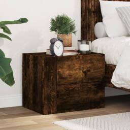Berkfield Home Decorative Wall-mounted Bedside Cabinet Smoked Oak 45x30x35 cm in Brown - Size: 45 x 30 x 35 cm - thumbnail 1