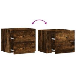 Berkfield Home Decorative Wall-mounted Bedside Cabinet Smoked Oak 45x30x35 cm in Brown - Size: 45 x 30 x 35 cm - thumbnail 8