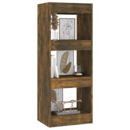 Berkfield Home Book Cabinet/Room Divider Smoked Oak 40x30x103 cm Engineered Wood in Brown - Size: 40 x 30 x 103 cm - thumbnail 4