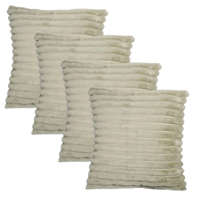 OHS 4 x Faux Fur Thick Rib Cushion Covers in Green - Size: 45 cm x 45 cm - image 1