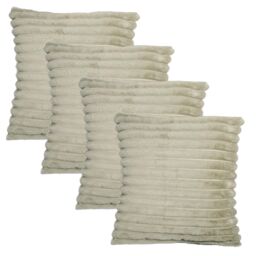 OHS 4 x Faux Fur Thick Rib Cushion Covers in Green - Size: 45 cm x 45 cm